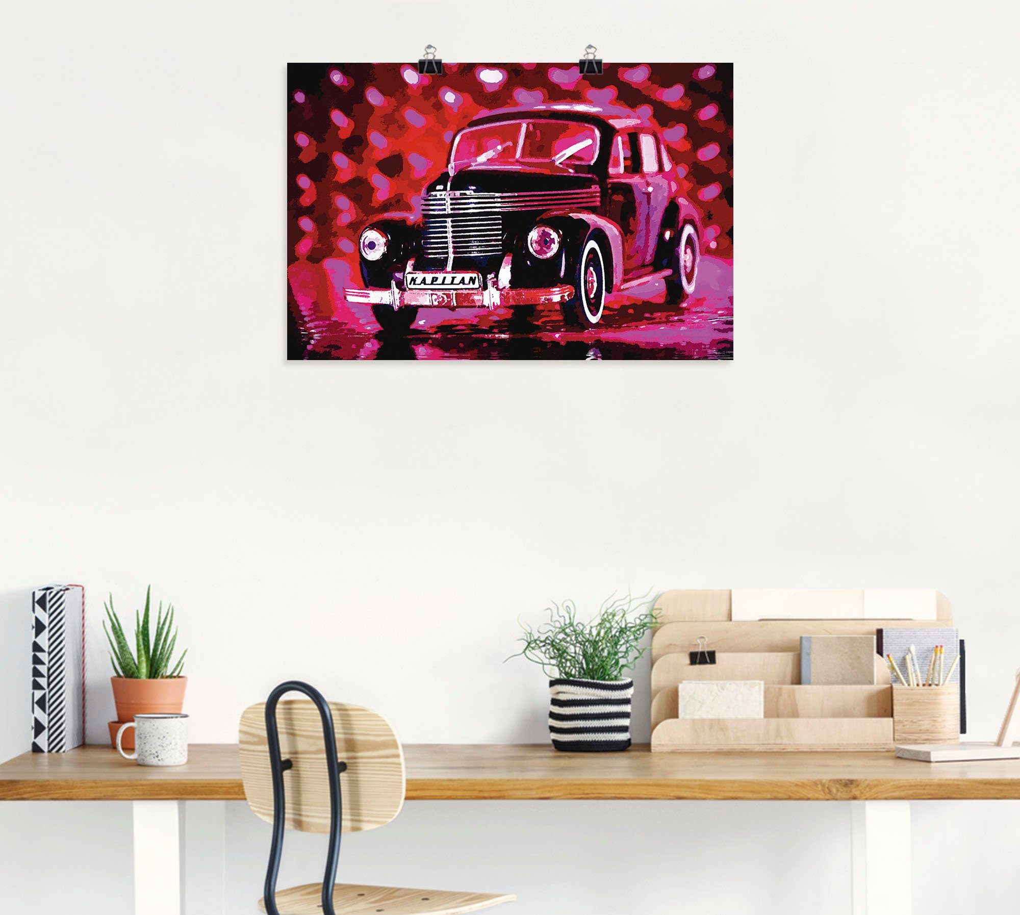 versch. St), in Opel Pink, Leinwandbild, - Artland Poster als Pretty Auto Größen oder Alubild, Kapitän (1 Wandaufkleber In Wandbild