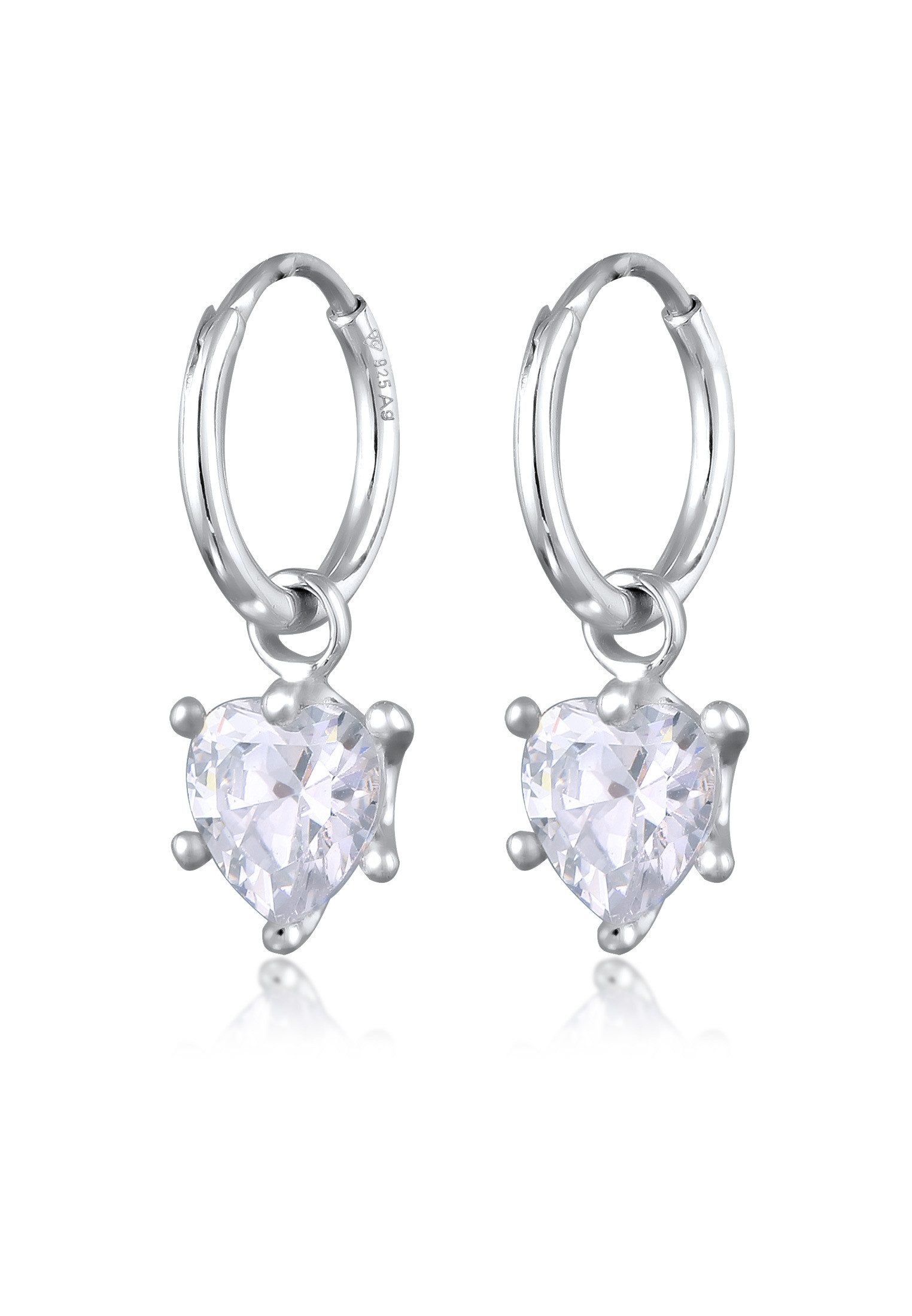 Elli Paar Creolen Creolen Herz Zirkonia Weiß 925 Sterling Silber