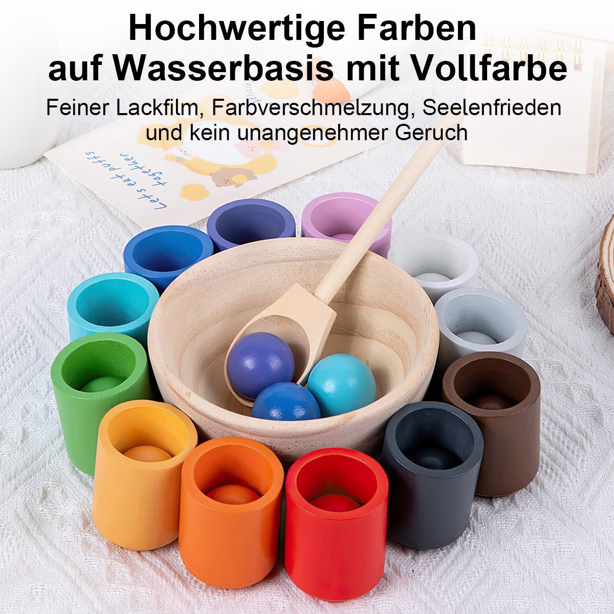 Novzep Lernspielzeug Hochwertiges Holzspielzeug Montessori-Farblernspiele