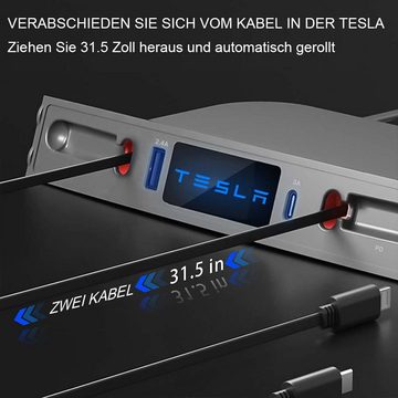 Bifurcation Multi-Port-Auto-USB-Ladegerät für 21–23 Jahre Tesla Model 3/Y USB-Ladegerät (1-tlg., Tesla USB-Hub mit blauem LED-Licht)