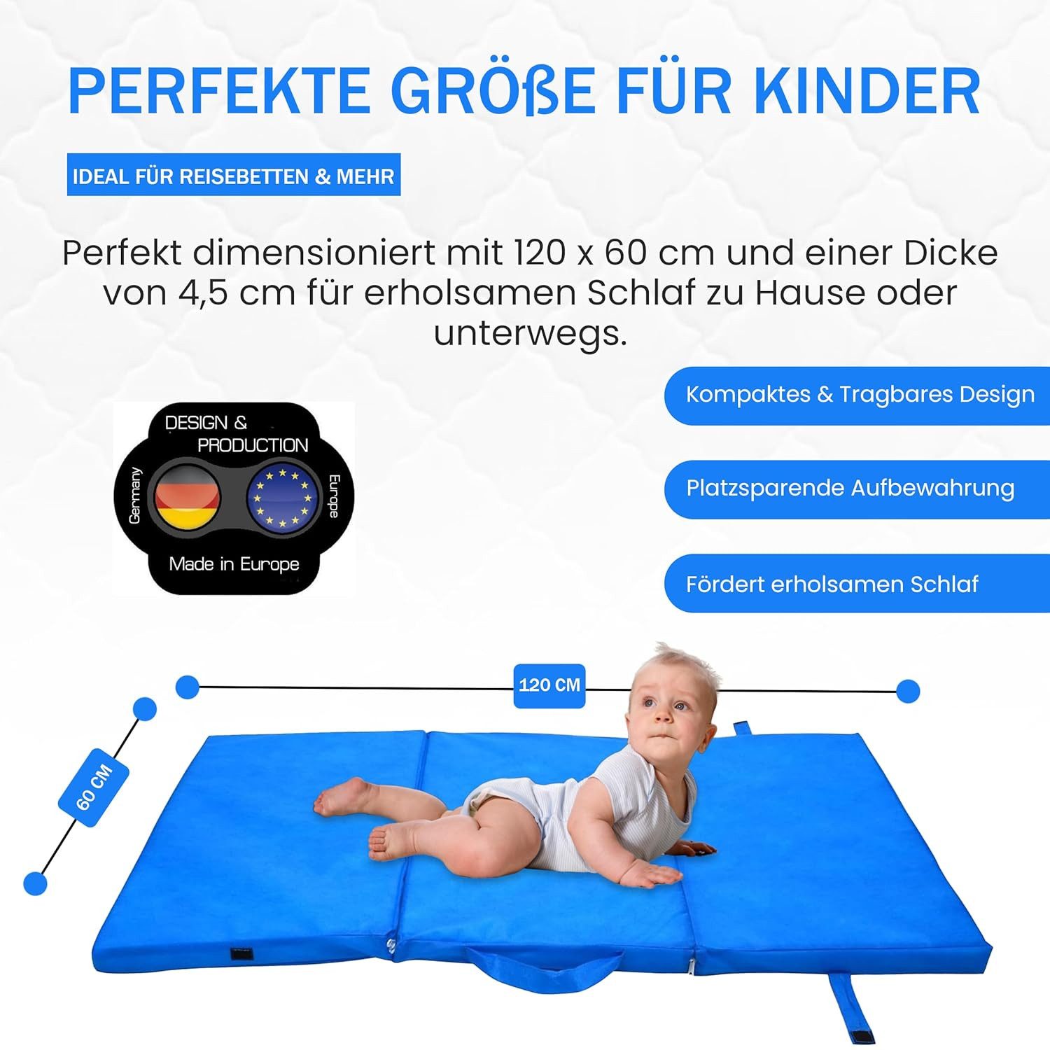 Babymatratze Faltbare Kindermatratze – Komfortabel, Antibakteriell & Vielseitig, Best for Kids, 2 cm hoch, (Matratze, Einzelprodukt), Faltbar, leicht transportierbar, hypoallergen, antibakteriell