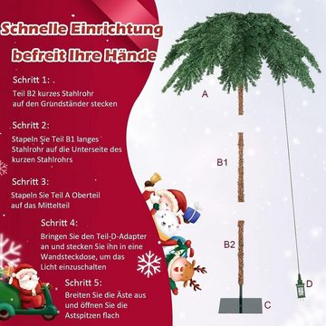KOMFOTTEU Künstlicher Weihnachtsbaum 250 LED-Leuchten, 180 cm