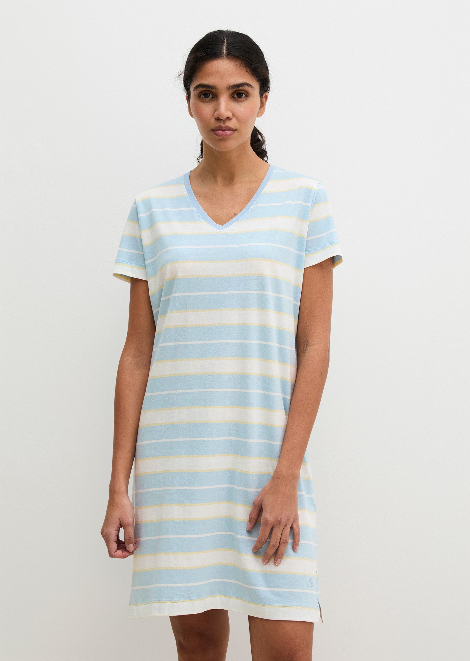 Marc O'Polo Nachthemd Mix N Match Cotton mit kurzem Arm und V-Ausschnitt, gestreift