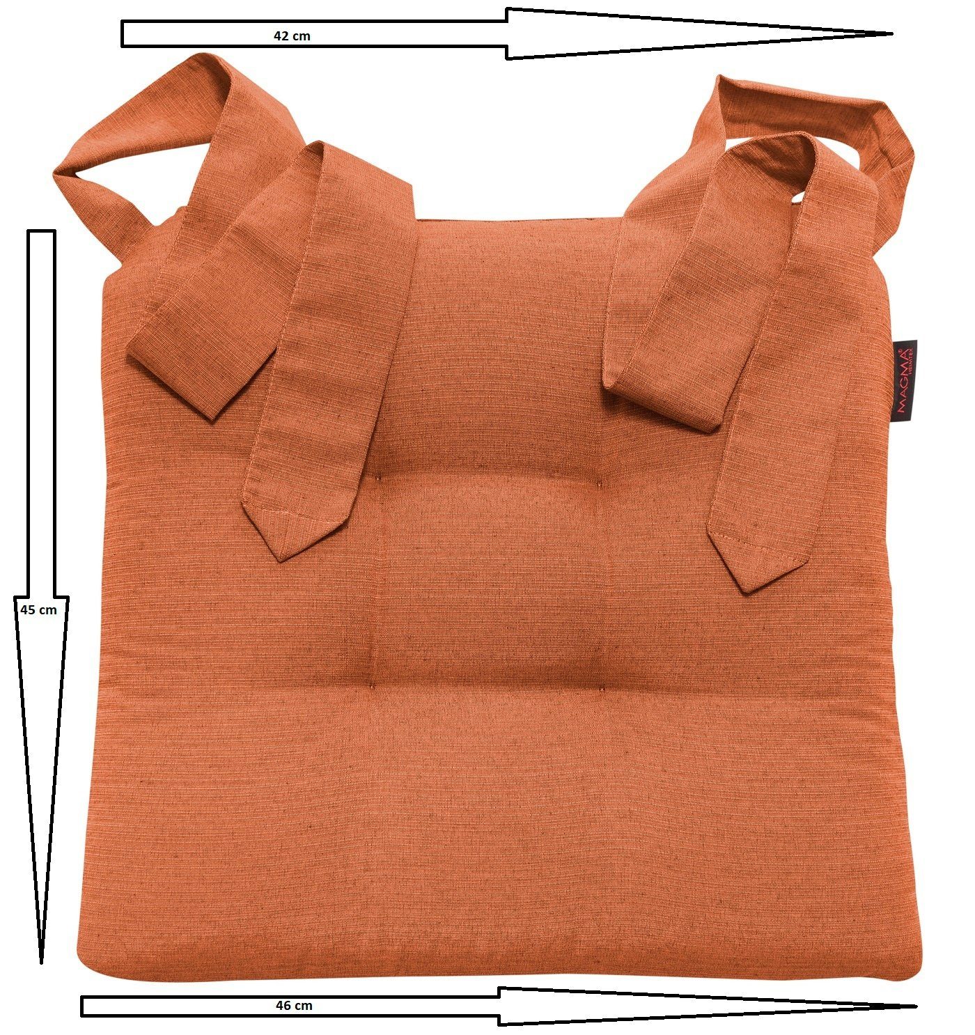 Magma Heimtex Sitzkissen Fino Schleifenband Stuhlauflage Rattanstühle extra dick 2er Set, Schlaufenband