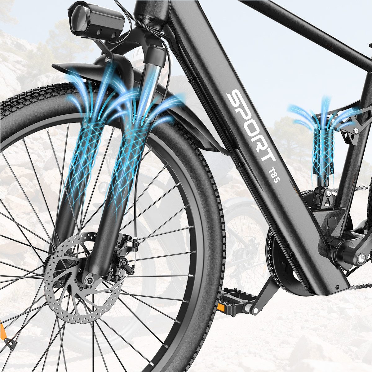 PixelPilot E-Bike Cityrad 26 Zoll Elektrofahrrad 48V 9,9Ah Akku Herausnehmbarer Akku und Korb, 7 Gang, Nabenmotor, 475,2 Wh, (Packung)