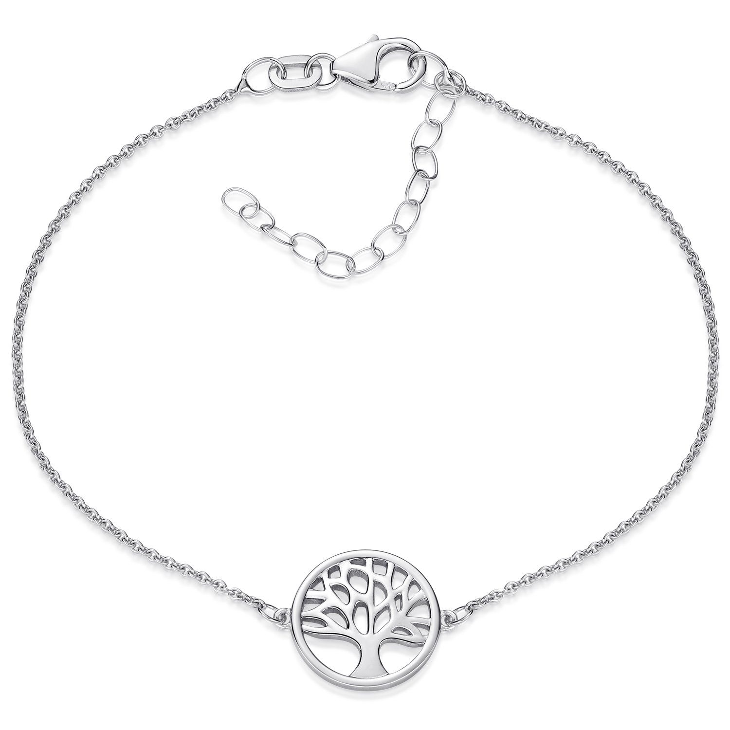 Materia Armkette Damen Lebensbaum Silber 16-19,5cm SA-146, 925 Sterling  Silber, hochglanzpoliert