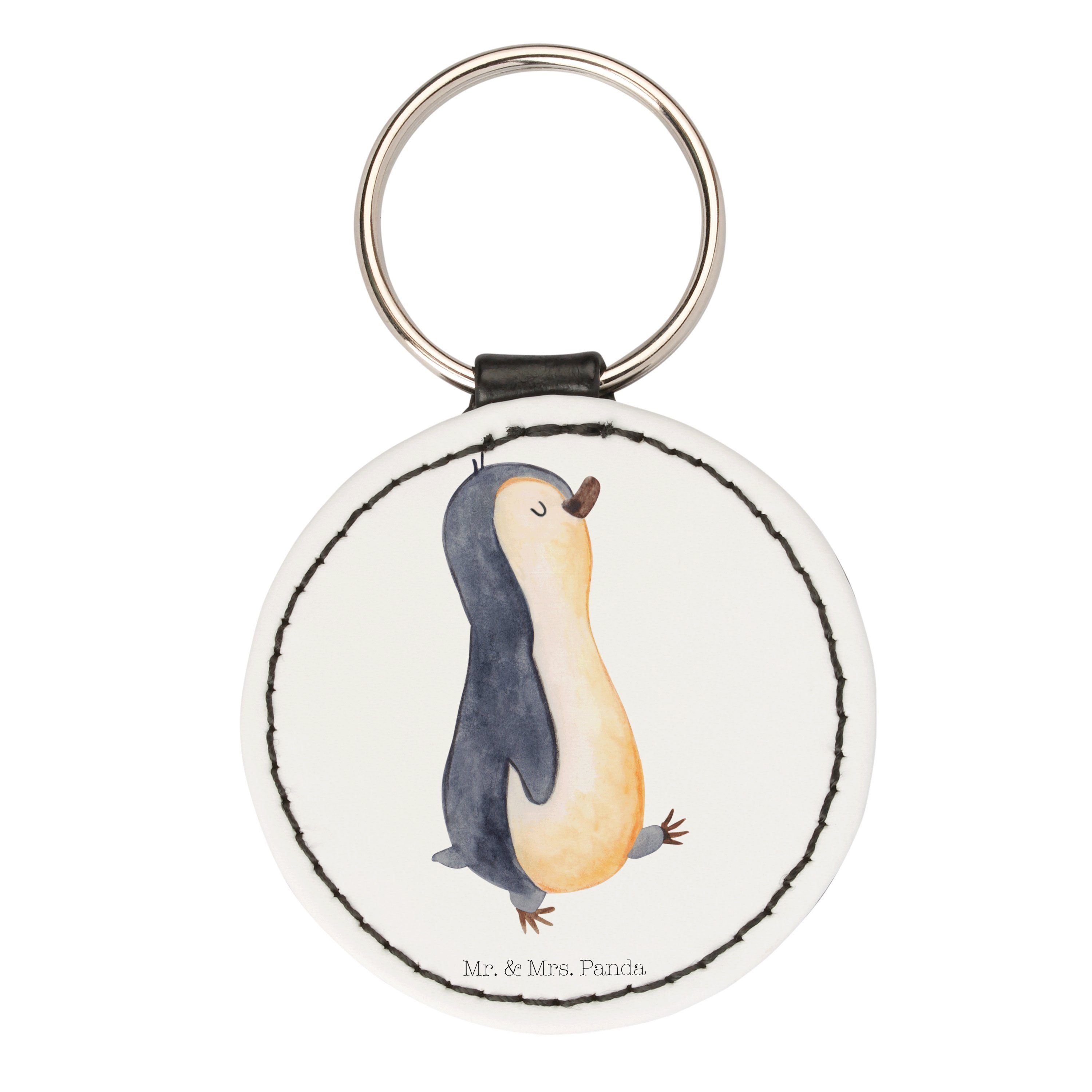 Mrs. - Pinguin & - Weiß Geschenk, Schlüsselanhänger Mr. Fam Panda marschierend (1-tlg) spazieren, Glücksbringer,