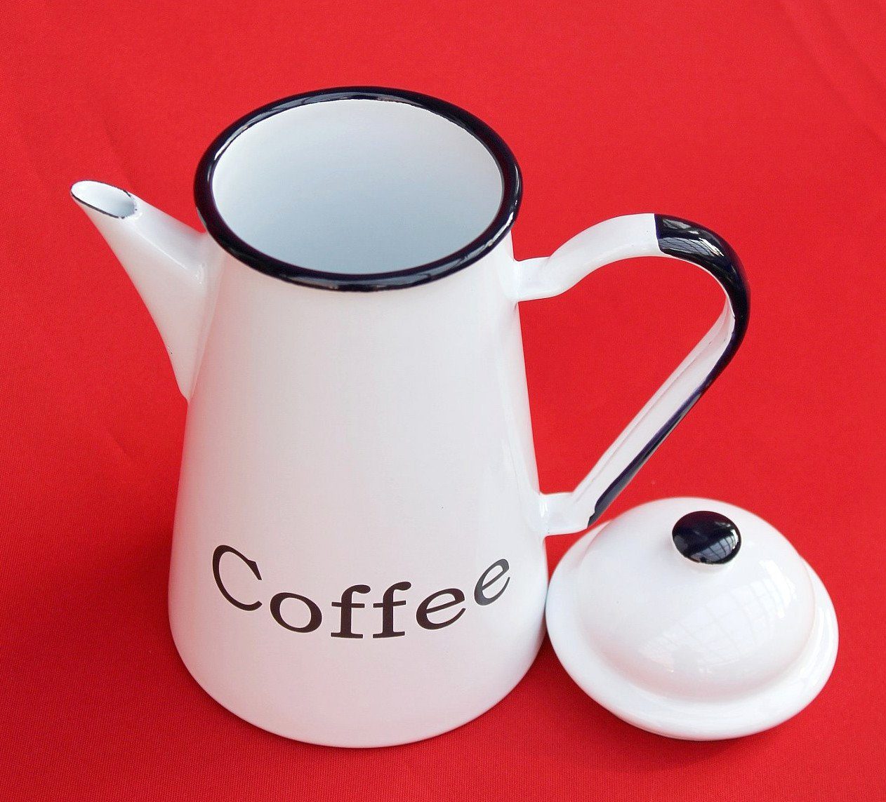 Nostalgie L DanDiBo Kaffeekanne Emaille Teekanne emailliert cm 578TB Kanne Coffee Wasserkanne 1,0 Kaffeekanne 22