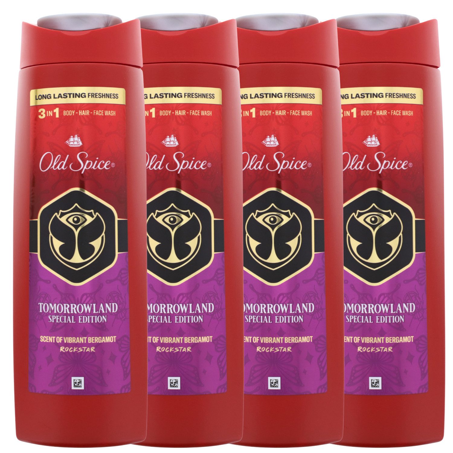 Old Spice Duschgel 4 x Old Spice Rockstar Tomorrowland 3in1 Duschgel je 400ml Maskuliin