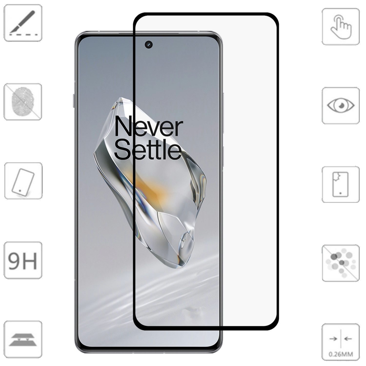 Wigento Handyhülle Für OnePlus 12 1x 3D Curved Premium Display 0,3 mm Schutz Hart Glas, Display Curved Schutz Glas