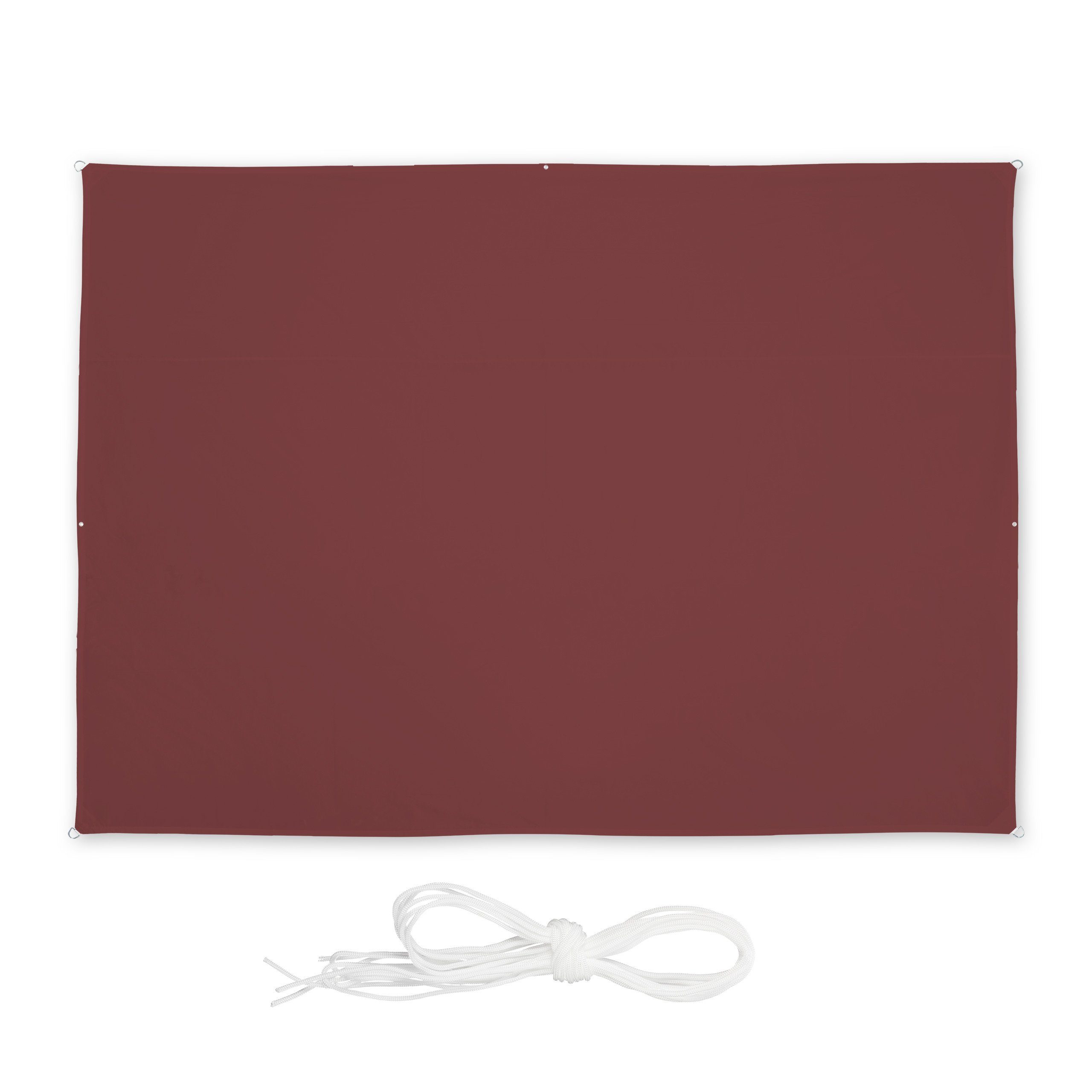 relaxdays Sonnensegel Sonnensegel bordeaux rechteckig, 2,5 x 3,5 m