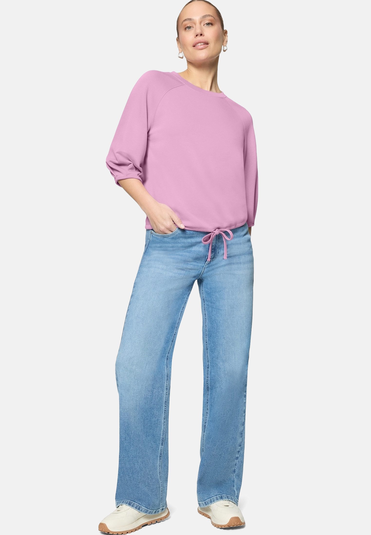 Zero Kurzarmshirt Damen unifarben (1-tlg) Falten