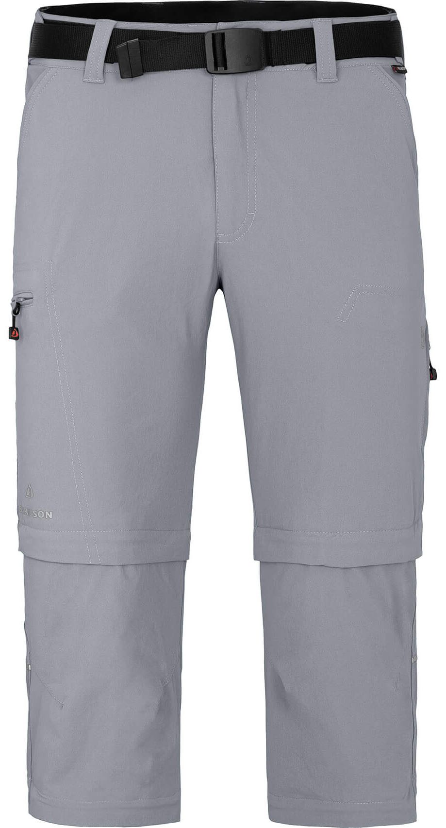 Bergson Outdoorhose QUEENSLAND Doppel Zipp-Off mit T-ZIPP Herren Wanderhose, vielseitig, pflegeleicht, Kurzgrößen, hellgrau