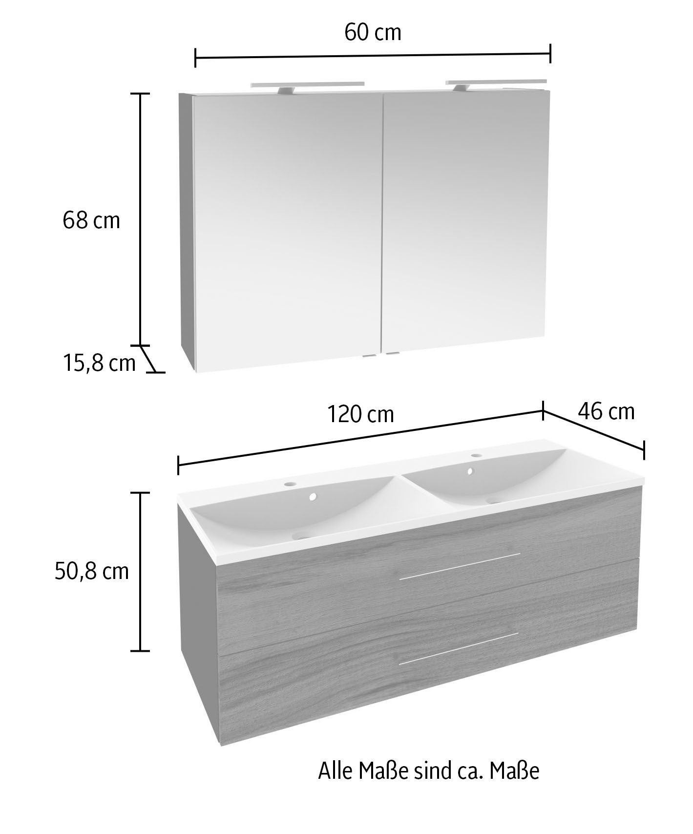 welltime Badmöbel-Set Lacona