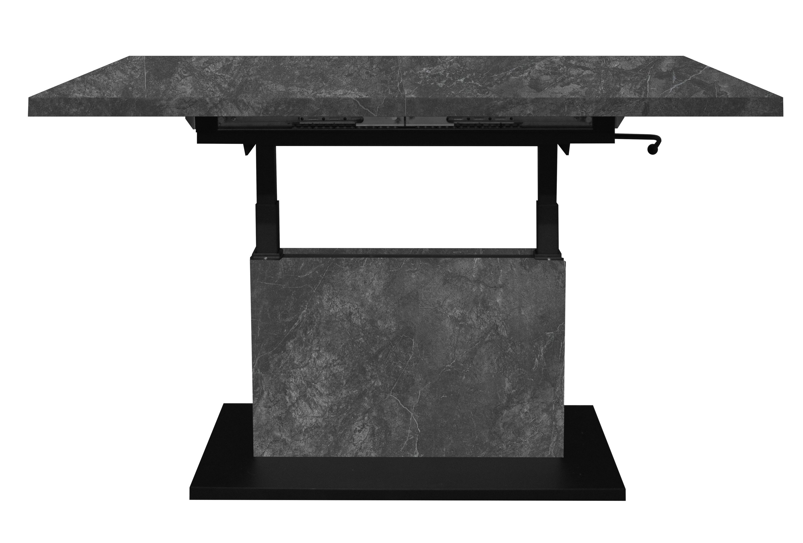 freiraum Couchtisch Lift, verstellbar, keramik optik grau / schwarz - 120/160x56/75x70 (BxHxT)