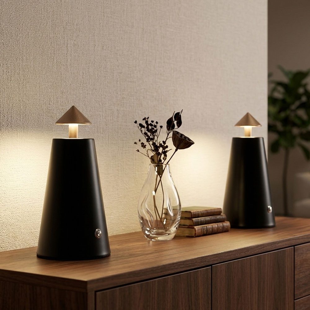 GLOBO LIGHTING LED Tischleuchte, LED-Leuchtmittel fest verbaut, 2x LED Tischleuchte CCT schwarz cappuccinofarben Touchdimmer H 19cm