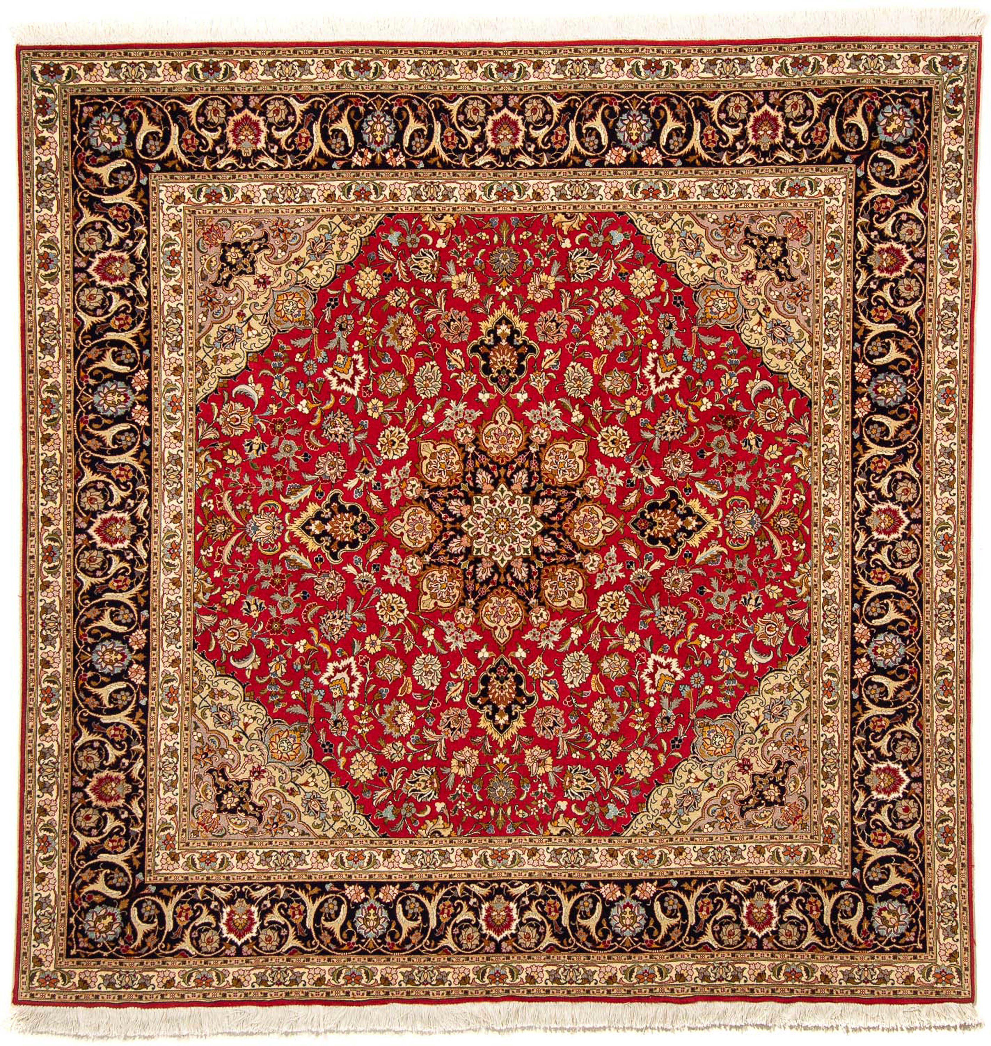 Orientteppich Perser - Täbriz - quadratisch Royal cm x 203 rot, quadratisch, Handgeknüpft, Höhe: 203 Zertifikat morgenland, 7 Wohnzimmer, - - Einzelstück mit mm