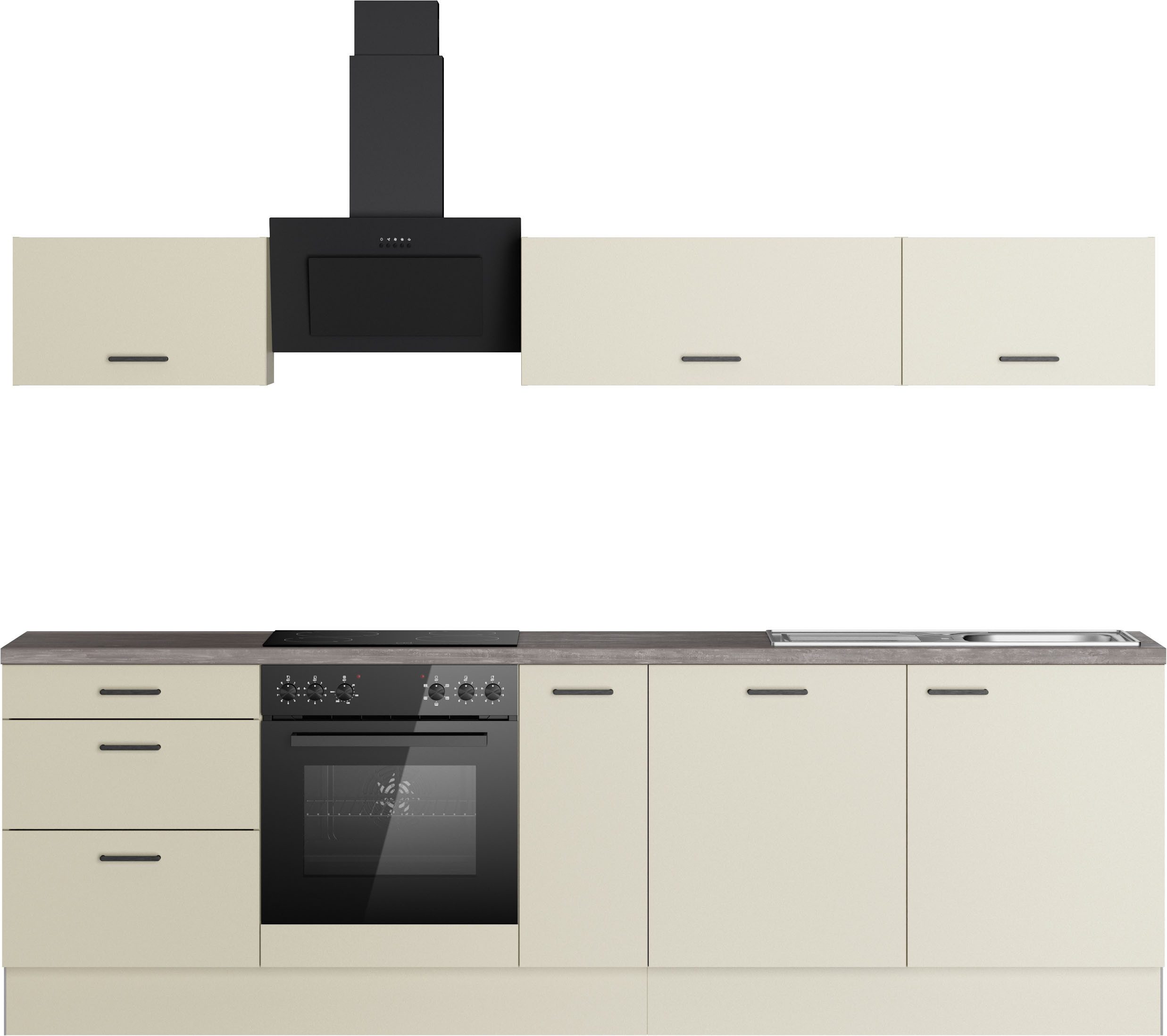 KOCHSTATION Küchenzeile KS-Sion, Breite 270 cm, schnelle Montage mit OPTIsnap, wahlweise mit E-Geräten