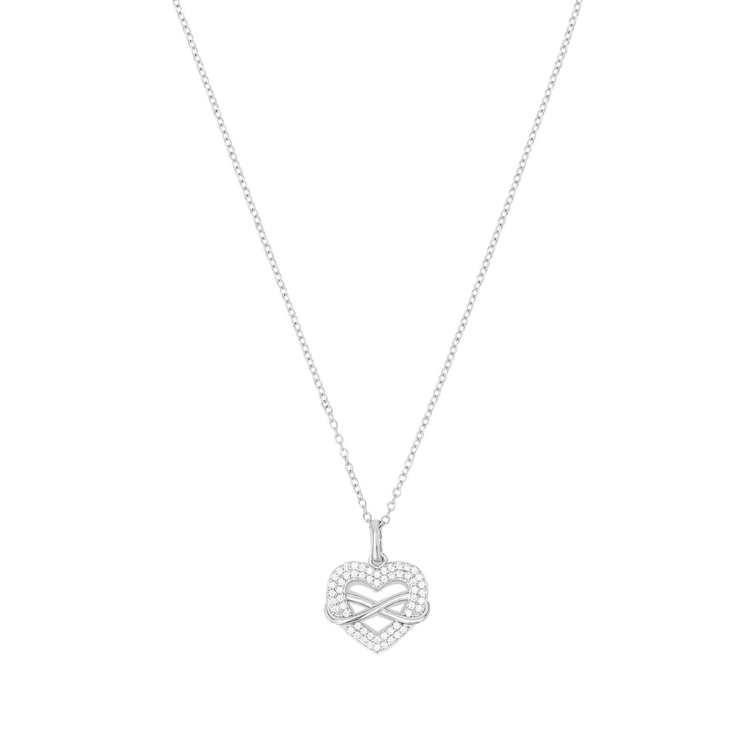 TOM TAILOR Kette mit Anhänger Schmuck Geschenk Silber 925 Herz Infinity Unendlichkeitsschleife, mit Zirkonia (synth)