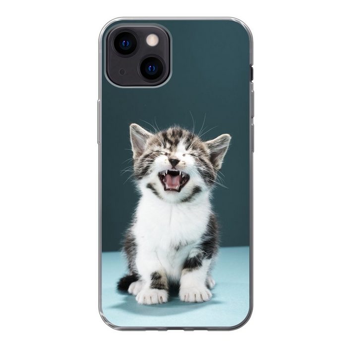 MuchoWow Handyhülle Katze - Kätzchen - Miau Handyhülle Apple iPhone 13 Smartphone-Bumper Print Handy