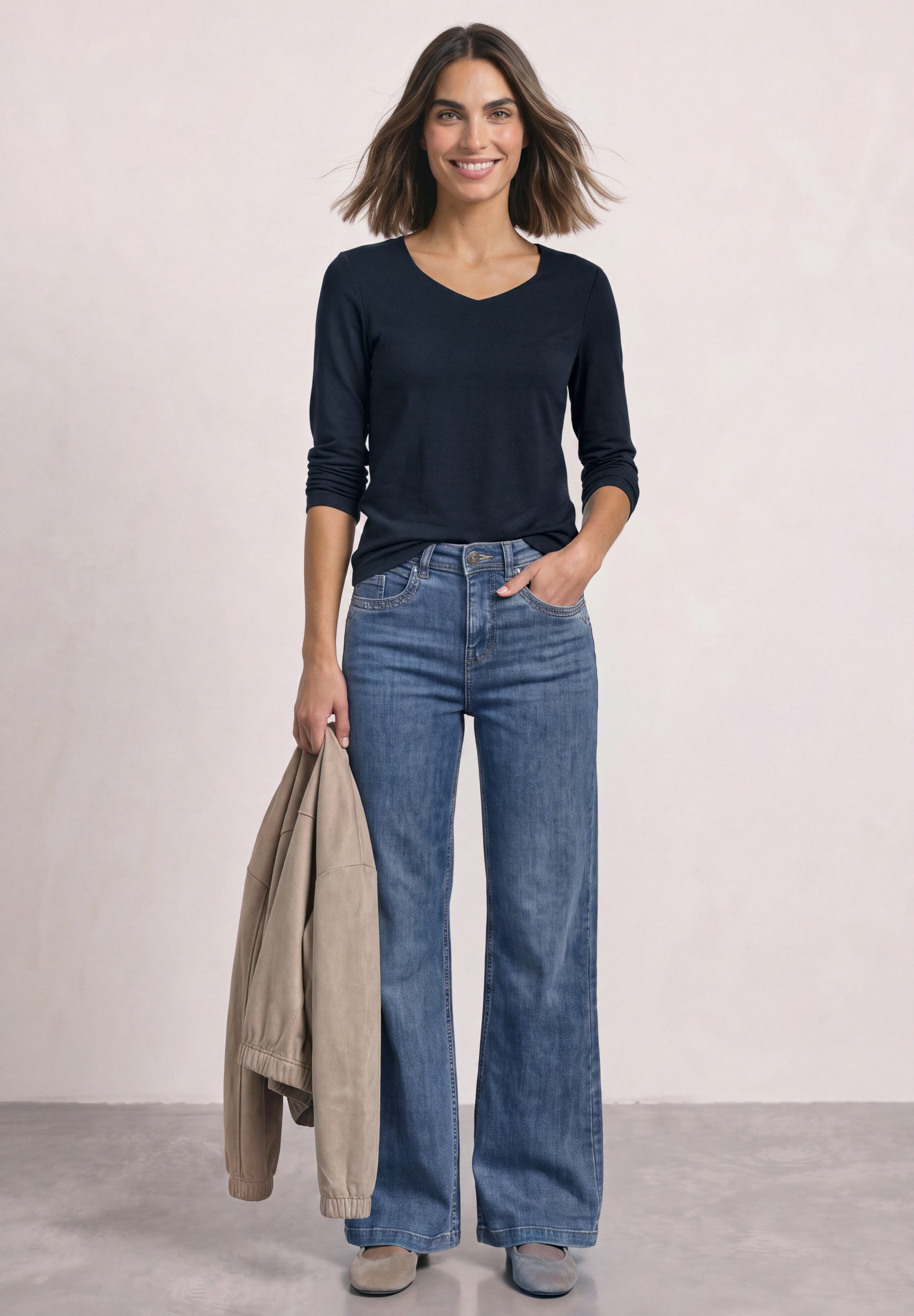 STREET ONE Langarmshirt in Unifarbe – Bild 3 von 5