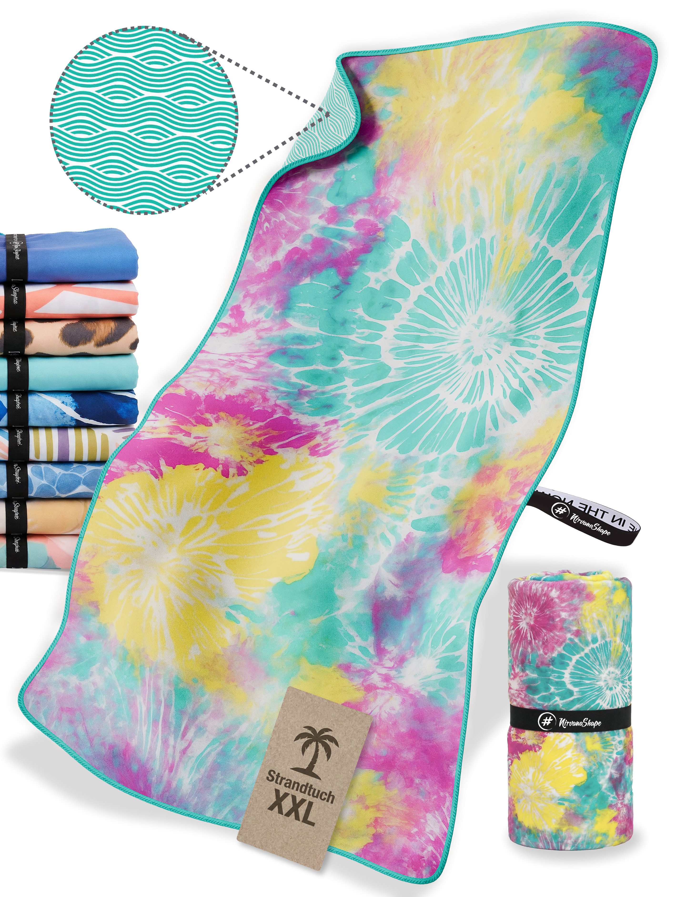 NirvanaShape Strandtuch Reise Handtuch Strandtuch XXL - Strandhandtuch, Mikrofaser Badetuch