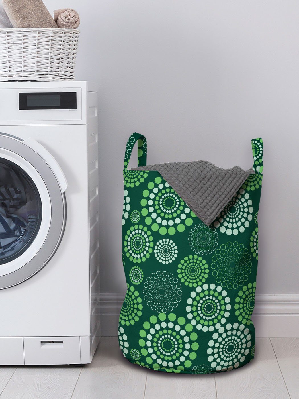 Wäschesäckchen Kordelzugverschluss mit gepunktete Abstrakt Abakuhaus Griffen Waschsalons, Muster Wäschekorb für Grün