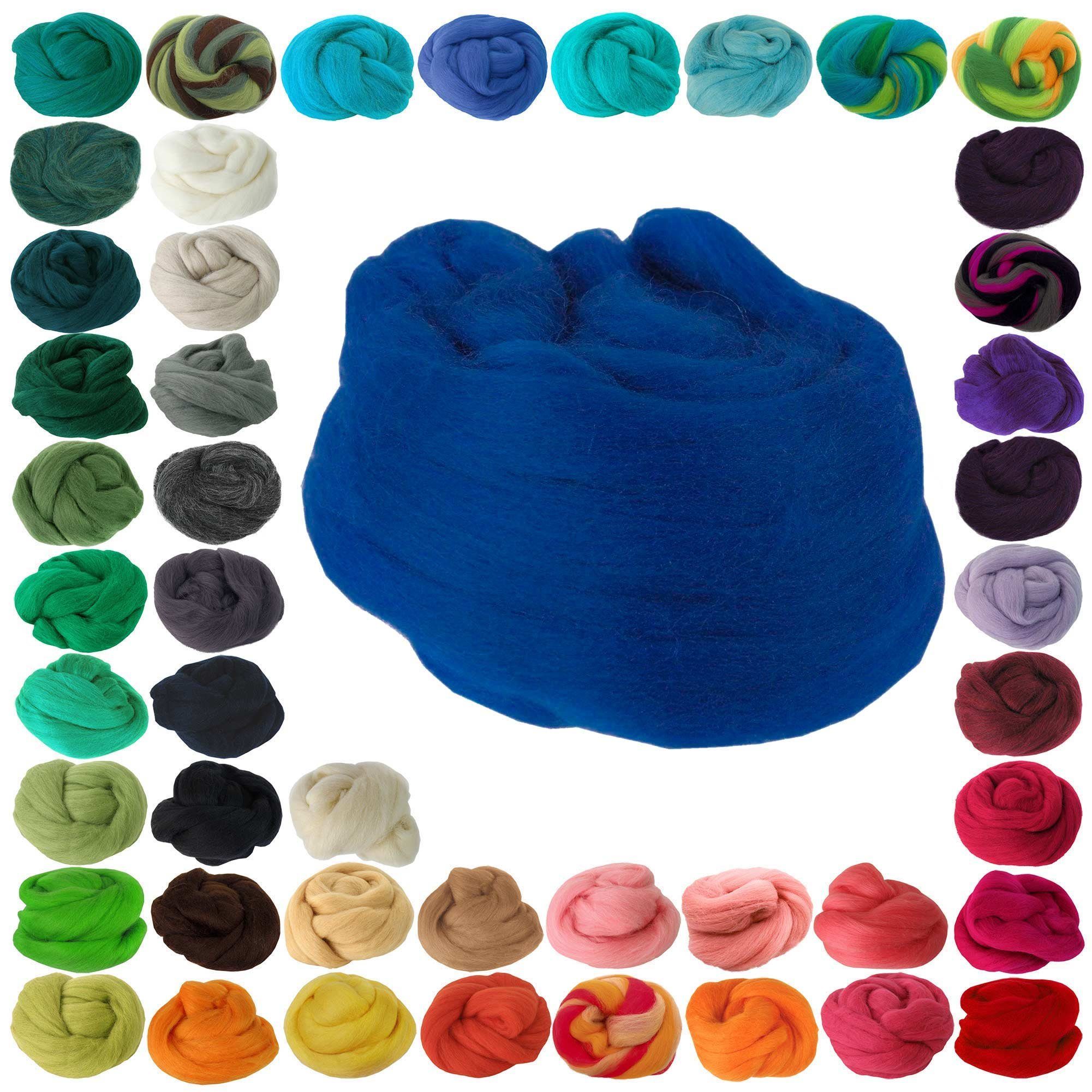 maDDma 25g Filzwolle / Märchenwolle, Nass- u. Trockenfilzen, Farbwahl Bastelgarn, blau