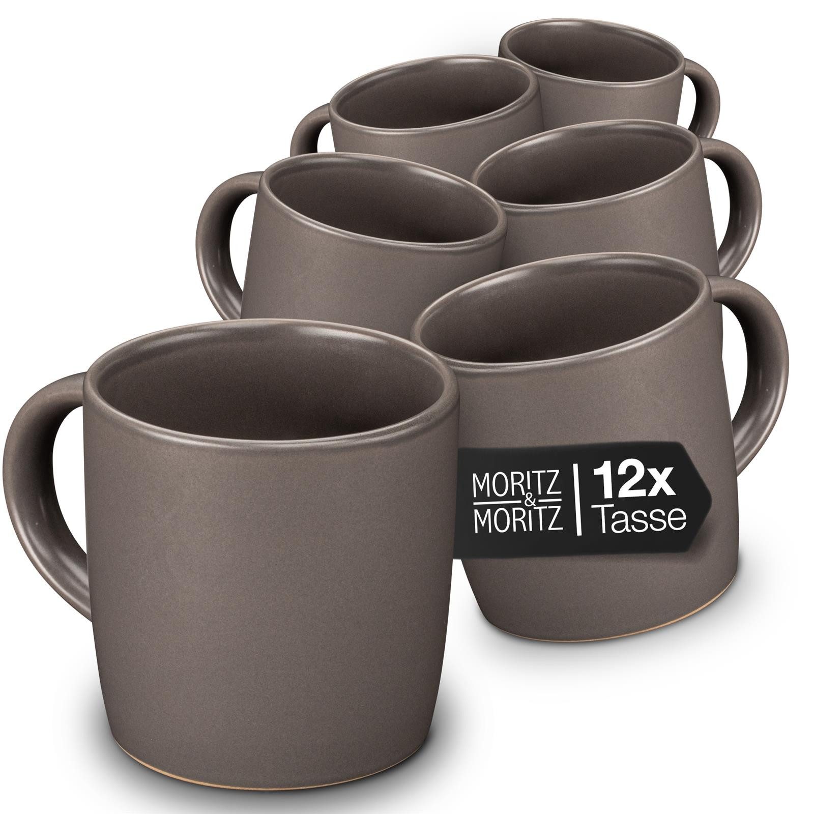 Moritz & Moritz Tasse 12tlg NORDIC Grau, 12-tlg., Steinzeug, für 12 Personen - spülmaschinen- und mikrowellengeeignet