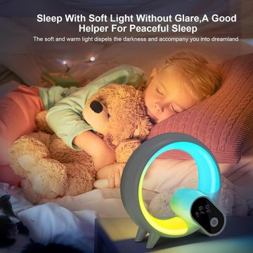 BlingBin LED Nachttischlampe AtmosphäRenlampe Mit Bluetooth Lautsprecher Dimmbare LED Tischlampe, Musik Alarm Clock, LED fest integriert, RGB, Fernbedienung Tasten App Steuerung, Kalender Uhr Temperatur