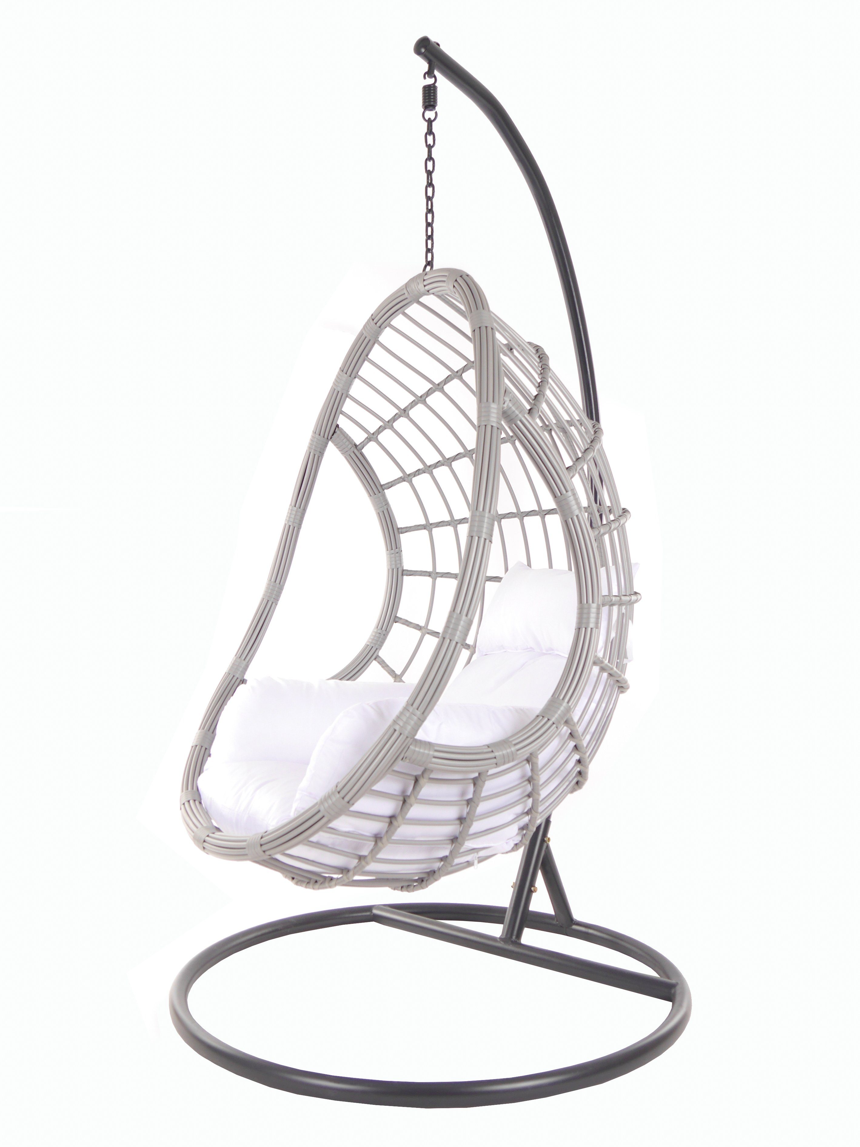 Chair, KIDEO Swing Hängesessel lightgrey, PALMANOVA und snow) Loungemöbel Schwebesessel mit Kissen, weiß (1000 Gestell