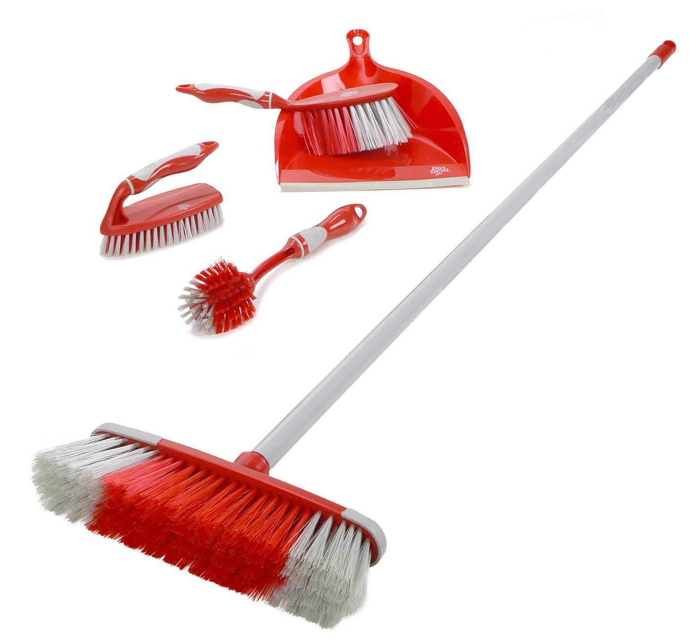 DIRT DEVIL Kehrgarnitur 6-teiliges Reinigungs-Set, Веники mit Edelstahl-Stiel (ca. 82/117 cm), (Reinigungsset), Kehrblech Set