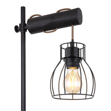 etc-shop LED Tischleuchte, Leuchtmittel nicht inklusive, Tischlampe Tischleuchte Holz Retro Lampe Schwarz-matt