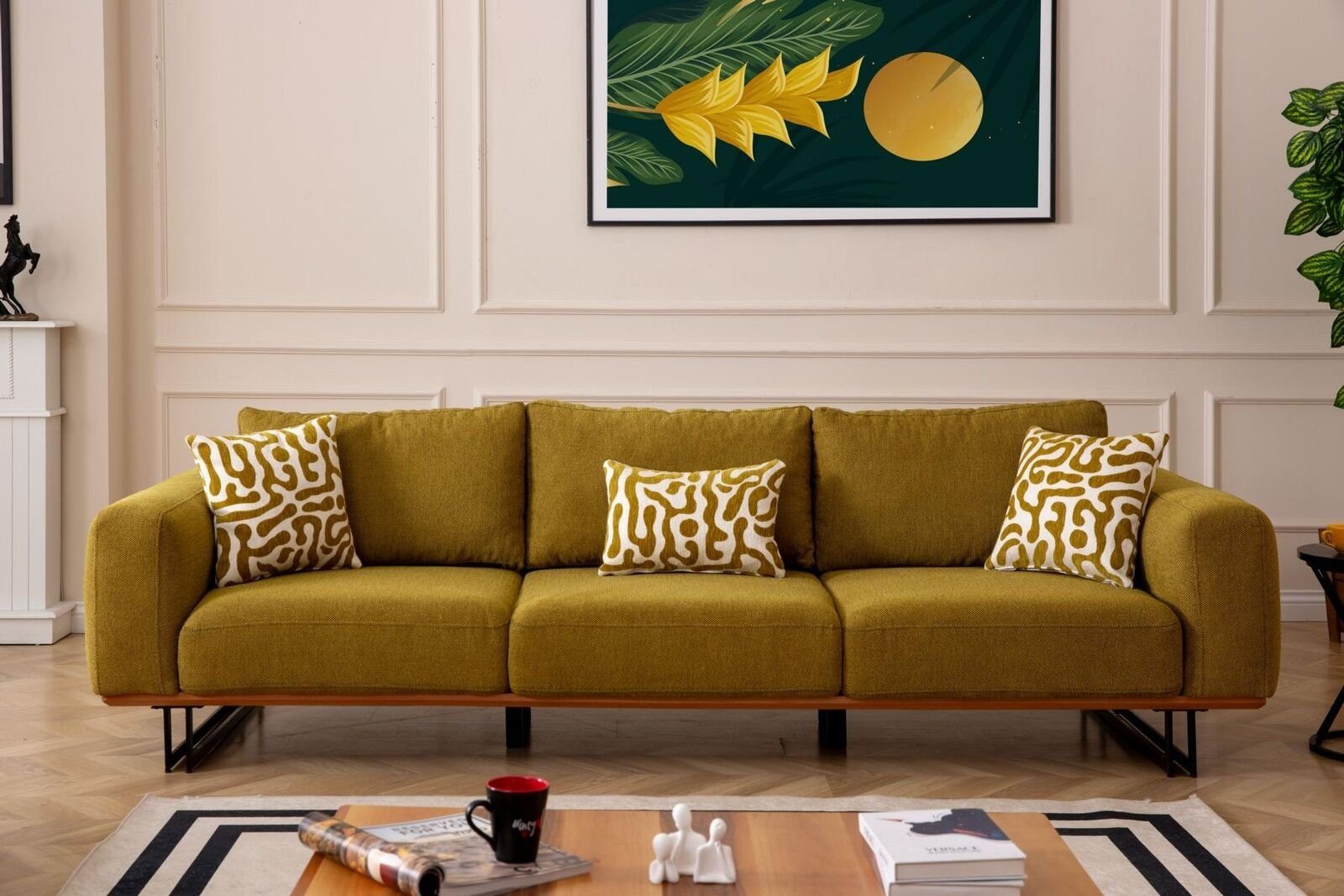 JVmoebel 4-Sitzer Italienische Sofa Couch Polster 4 Sitzer Möbel 270cmTextil Couchen Neu, 1 Teile, Made in Europa