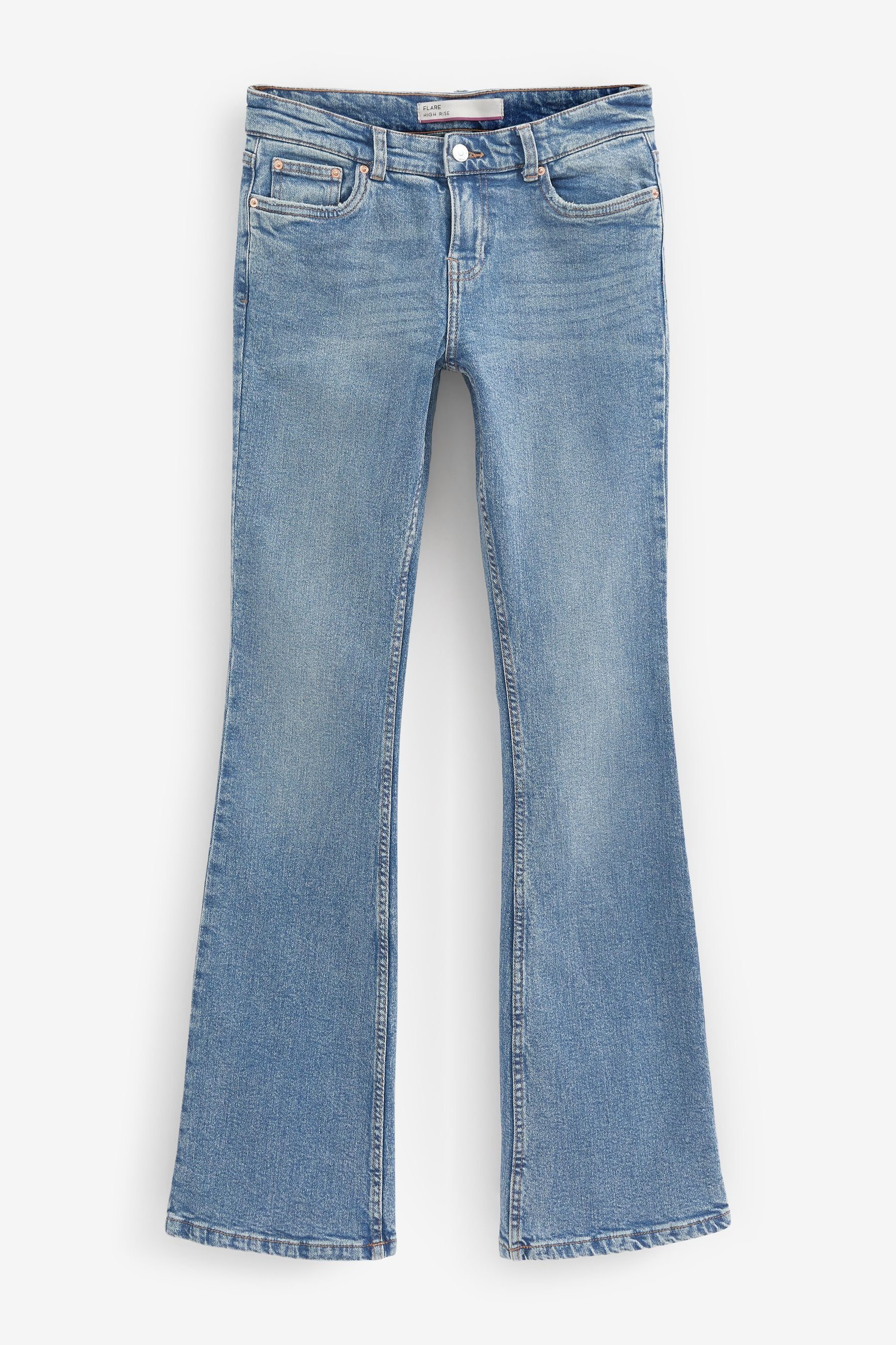 Bein (1-tlg) Schlagjeans Stretch-Jeans Next mit ausgestelltem