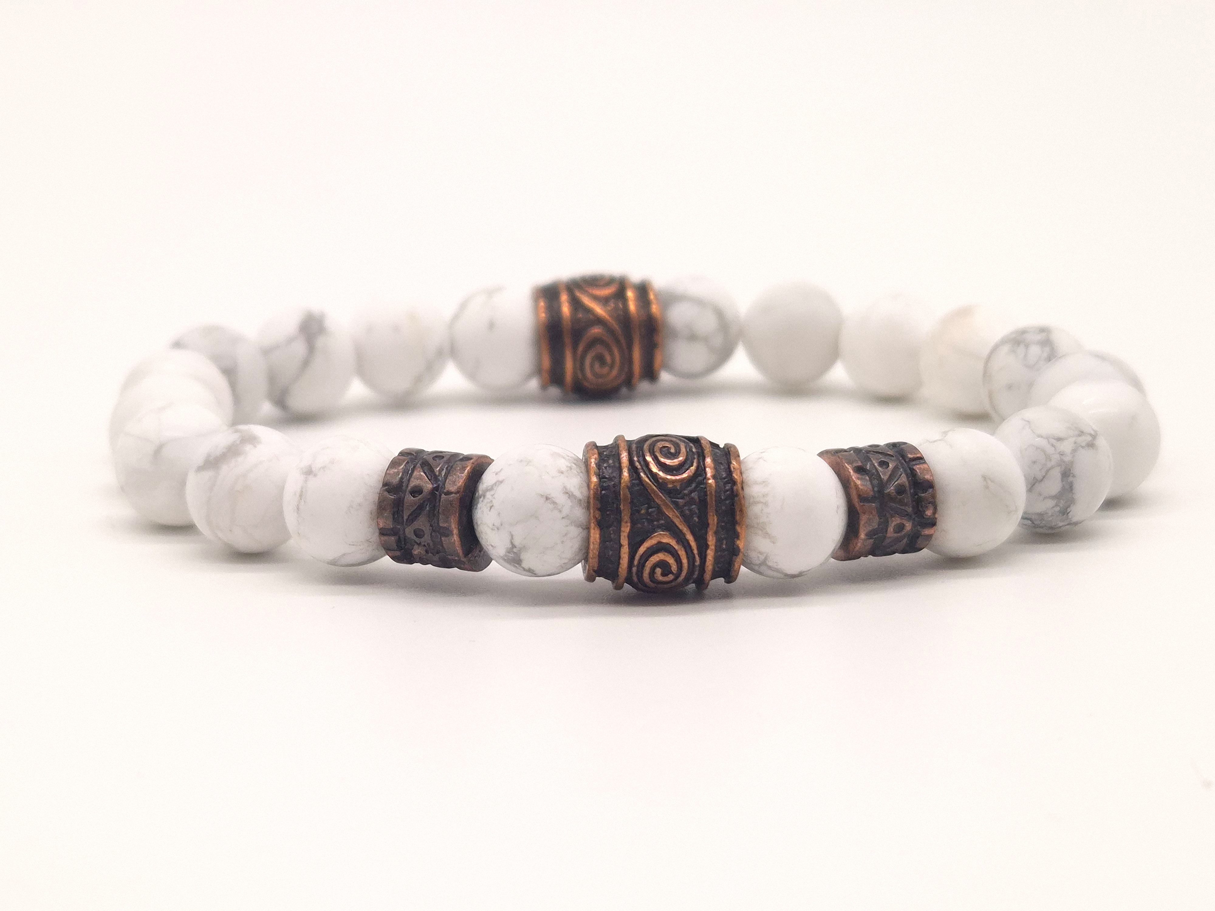 NAHLE Perlenarmband Naturstein Armband Howlith, elastisches reißfestes Stre günstig online kaufen