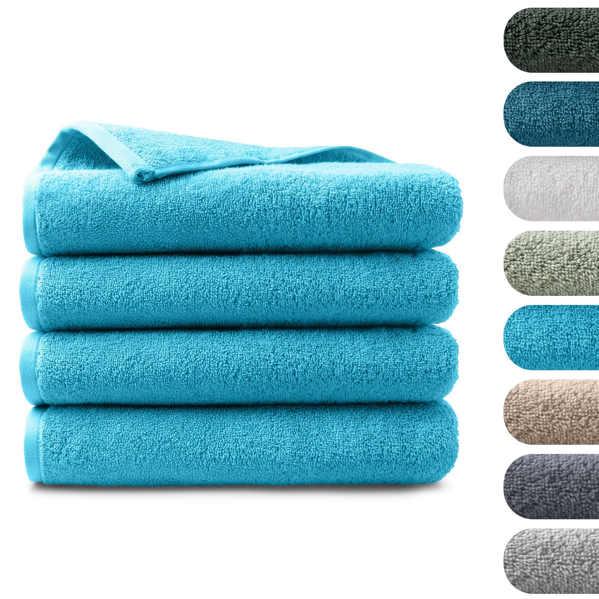 BARBONS Badetücher Duschtücher Set, Handtücher 4-tlg 70x140cm Badetuch, Handtuch, (4-St), Walkfrottee, 100% Baumwolle, saugstark, weich