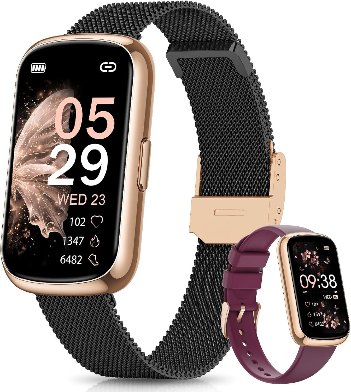 Sanorum CS5 Smartwatch (3,7 cm, android ios), Leichte Smartwatch für Damen mit Sport- und Gesundheitsfunktionen
