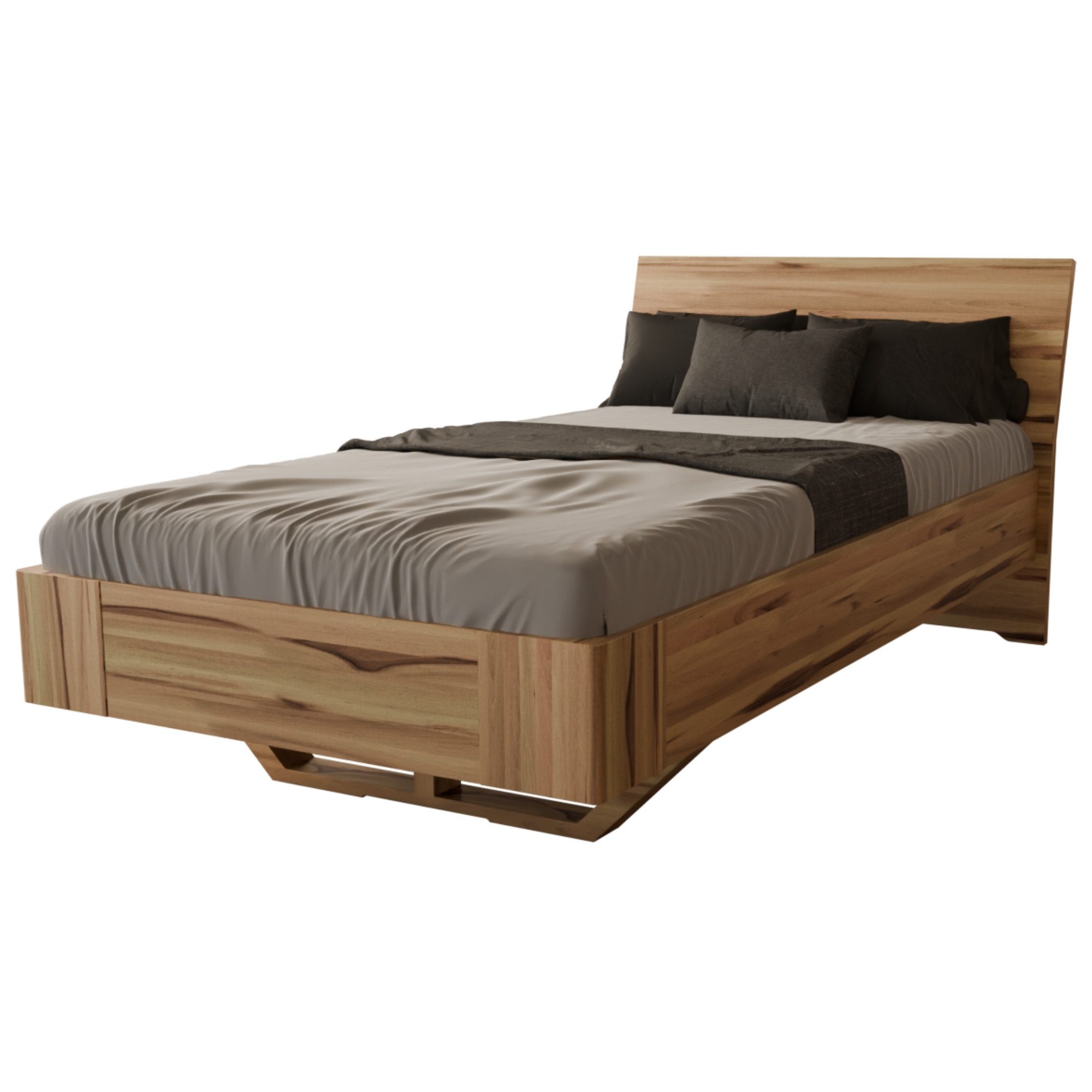 MeinMassivholz Massivholzbett HOVERO (Schwebebett, Einzel- & Doppelbett), Massivholz, Wildeiche & Kernbuche, Sonderlänge, Geölt, Made in Germany