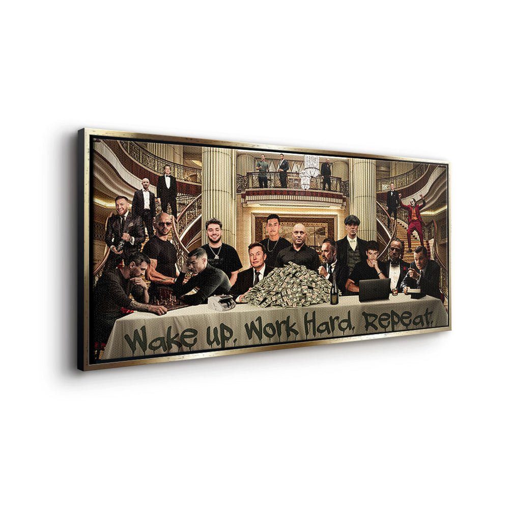 silberner Rahmen meeting repeat wake Leinwandbild Film Charaktere hard DOTCOMCANVAS® work up Hardcore Leinwandbild,