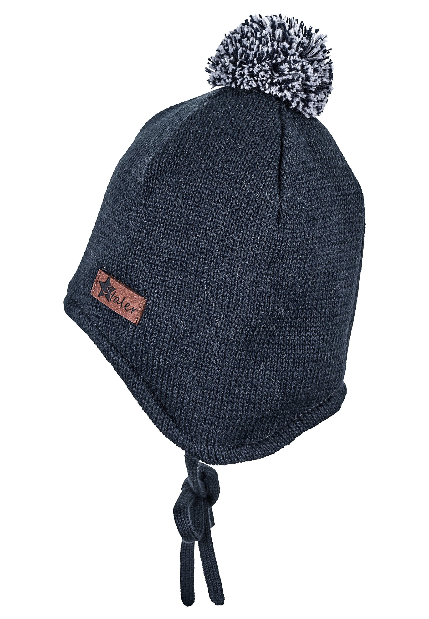 Sterntaler® Strickmütze Strickmütze Bommelmix (1-St) Bommelmütze mit Bindebänder und Ohrenklappen – Bild 3 von 5