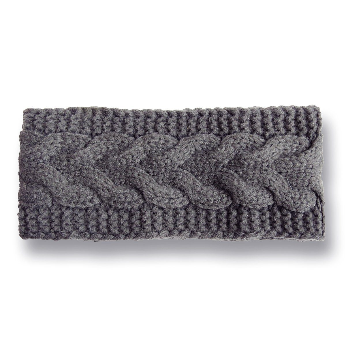 Sonia Originelli Stirnband dunkelgrau chic Damenstirnband Zopfstrick Onesize klassisch gestrickt