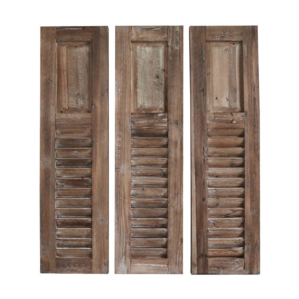 Fensterladen aus 3 im Wanddeko Grafelstein Landhausstil Holz SHUTTERS braun Dekoobjekt H110cm