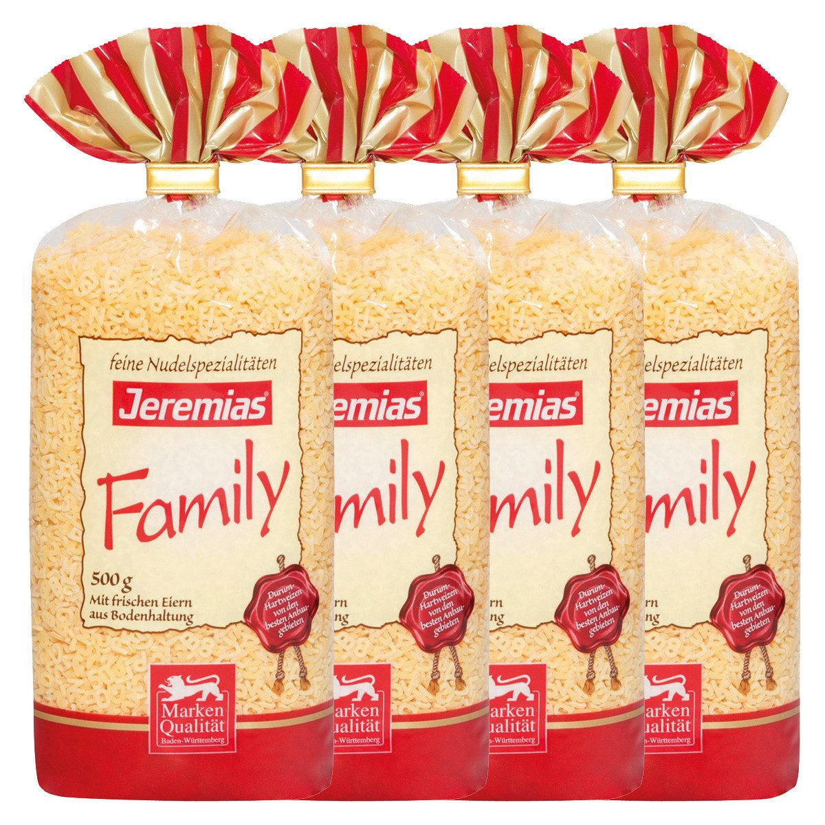 Jeremias Nudeln, Jeremias Suppen Buchstaben Frischei Family Nudeln 500g 4er Pack