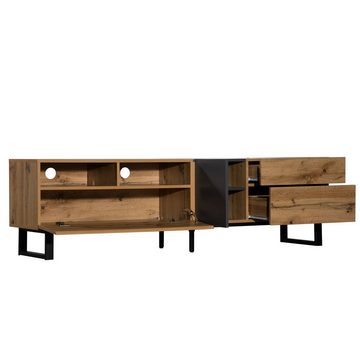 Merax Lowboard, Fernsehtisch TV Board, TV- Lowboard aus Holz, Breite 180 cm