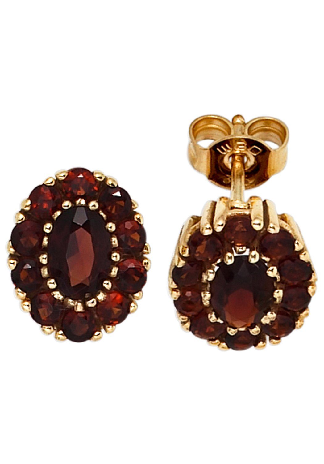 JOBO Paar Ohrstecker, oval 375 Gold mit Granat