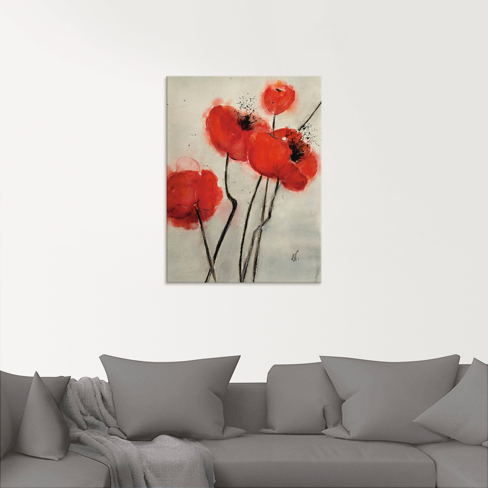 Artland Glasbild Roter Mohn, Blumen (1 St), in verschiedenen Größen