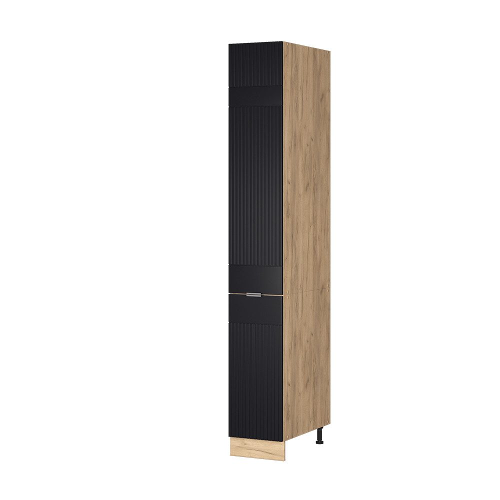 Vicco Hochschrank Fame-Line, Schwarz gestreift/Goldkraft Eiche, günstig online kaufen