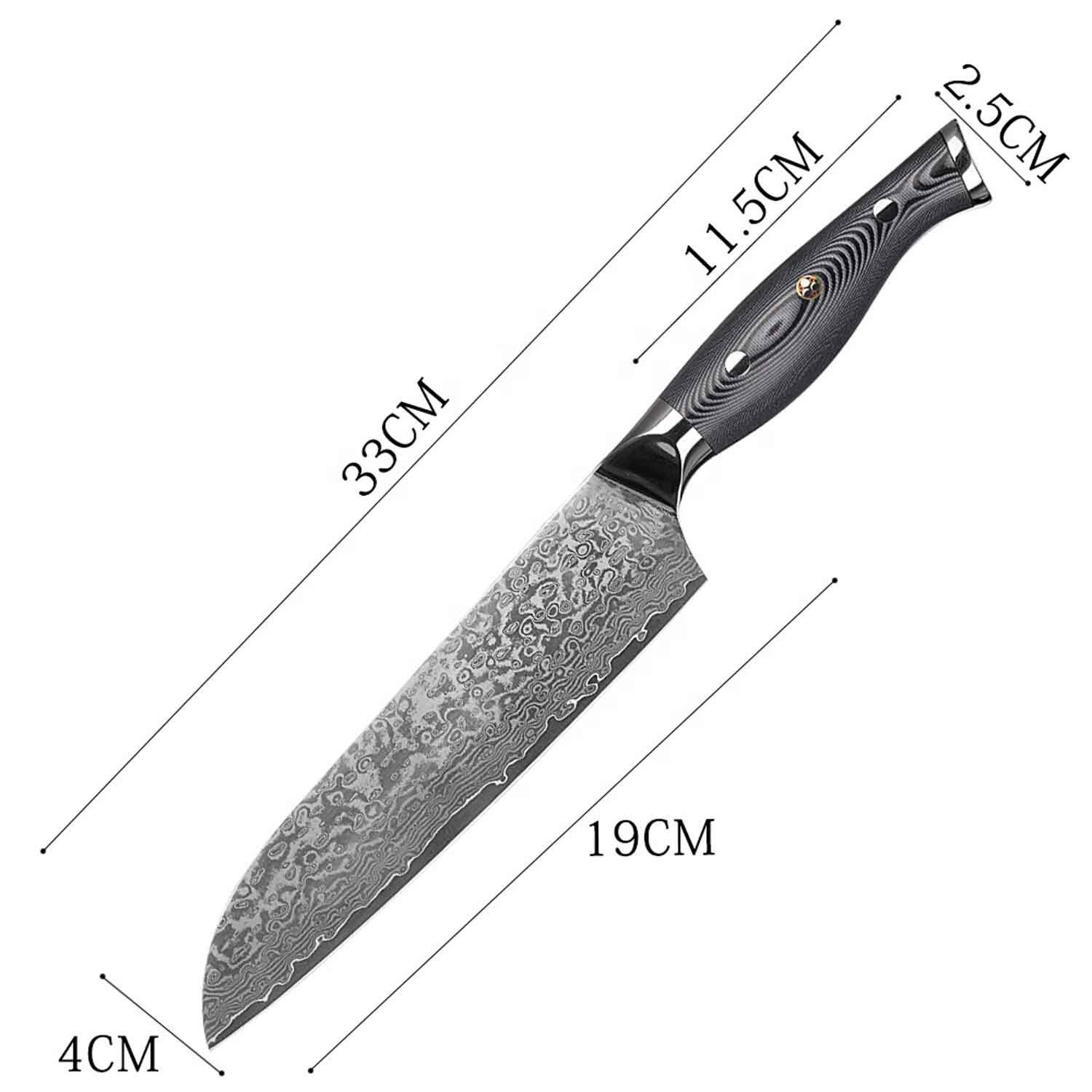 Damastmesser Santokumesser Muxel Carbon Kochmesser Damast-Klinge Küchenmesser Messer