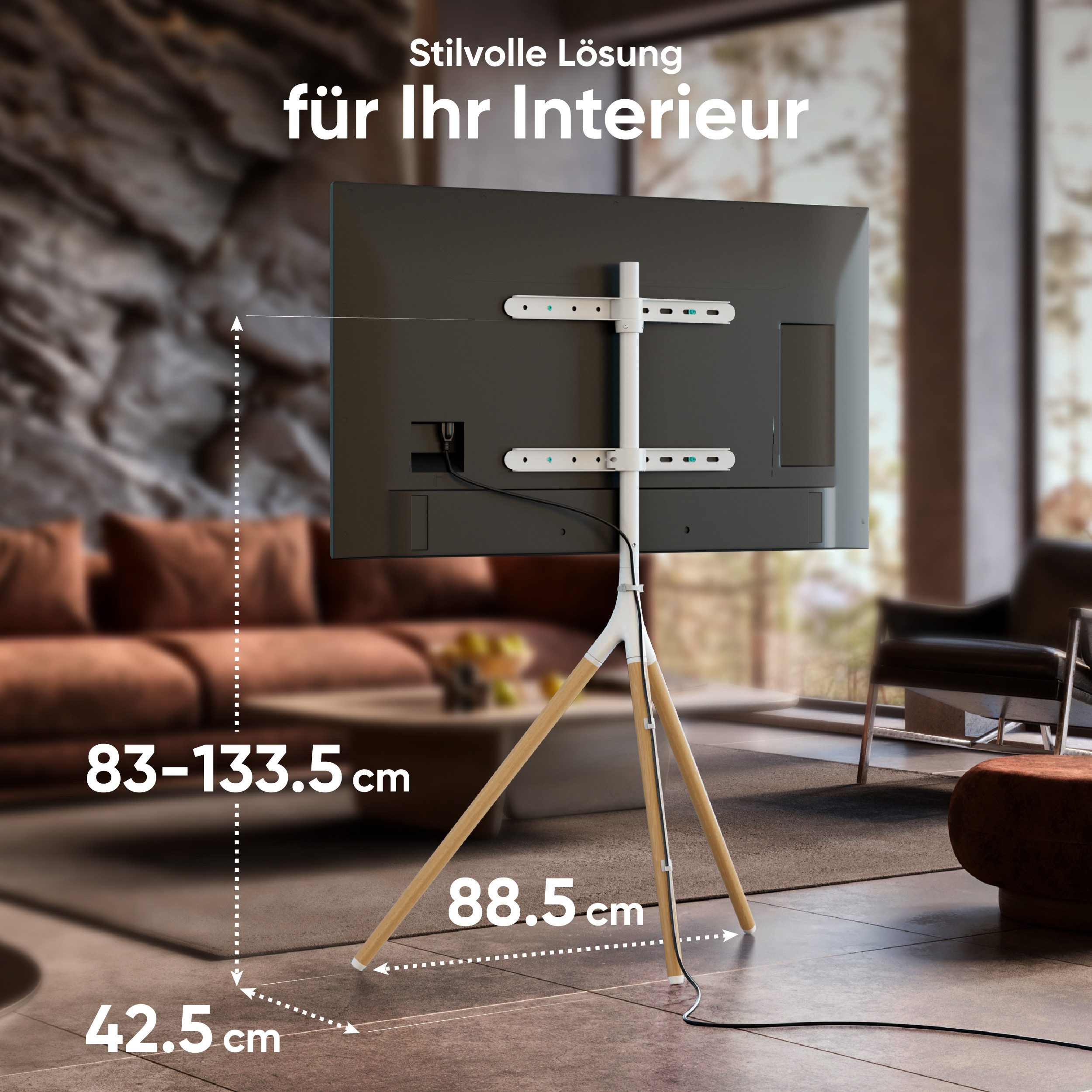 ONKRON TV-Ständer ONKRON 32"-65", 35 kg max, VESA 400x400, Höhenverstellbar, TS1220, (bis 65 Zoll, TV Ständer, 1-tlg., TV-Ständer, Anleitung, Montagezubehör, CM1-BLK für Kabelleitung, Höhenverstellbarkeit: 700-1200 mm (70-120 cm), bis 35 kg)